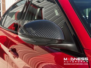 Alfa Romeo Giulia Mirror Covers - Carbon Fiber - Full Replacements - Matte Finish Alfa Romeo Giulia Mirror Covers - Carbon Fiber - Full Replacements - Matte Finish